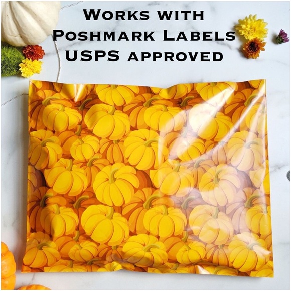 25 10X13 Poly Mailers Pumpkin, Shipping Envelopes Bags PRICE IS FIRM Fall - Picture 6 of 10